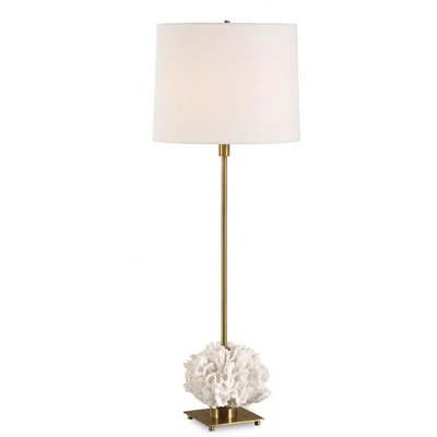 Lámpara de mesa Uttermost 30608 Caronia marfil coral y latón antiguo Foto 1 de 4