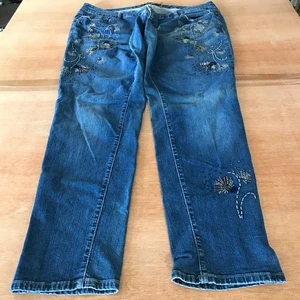 Torrid Premium Jeans Damen 18 Blau Mid Rise Perlen Blumen Stretch Preppy - Bild 1 von 15