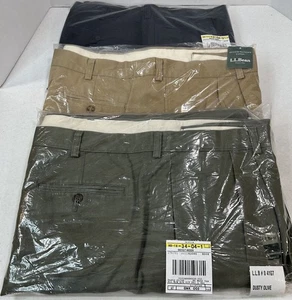 LL Bean plissierte knitterarme klassische Passform Chinohose 46 x 32 Paket mit 3! Neu! - Bild 1 von 9