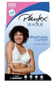 Playtex 18 Hour Comfort Lace Full Figure Wireless Bra 4088 Womens 48DD White NEW - Picture 1 of 3