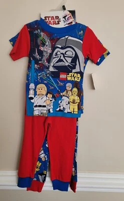 Star Wars Lego 2 Sleepwear Sets 100% Cotton Red/Blue Pajamas Size 4 New With Tag - Image 1 of 3