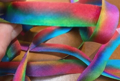 seda teñida a mano 7/16" cinta en sesgo 1yd hecho en EE. UU. combo circo Foto 1 de 4