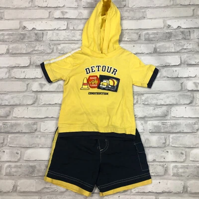 KID CONNECTION | Roupa de construção vintage masculina com capuz shorts amarelo 18M - Imagem 1 de 4