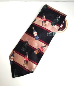 1996 Coca Cola Coke Advertising 100% Silk Mens Necktie Neck Tie With Tag USA - Picture 1 of 4