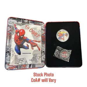 2022 $1 Fiji 1oz Pure Silver Marvel Spider-Man Colorized Proof Coin with CoA - Picture 1 of 8