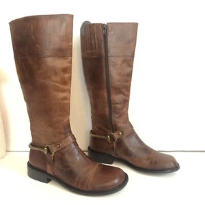 Womans Matisse Tall Brown Distressed Leather Riding Boots Western Size 6 M Brass - Picture 1 of 6