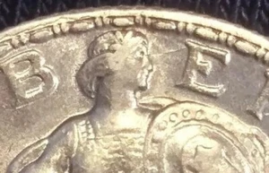 1927 Standing Liberty die Crack EYE to Rim ERROR 25 Cent Quarter Silver AU - Picture 1 of 6