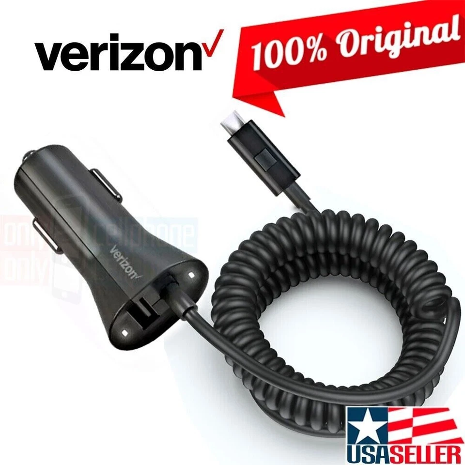 Original Verizon Car Charger microUSB +Extra USB for Motorola Moto G5 G4 Play E4 - Image 1 of 4