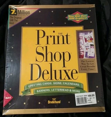 1994 VINTAGE SOFTWARE SEALED Broderbund Print Shop Deluxe 1.4 MB HD Macintosh - Image 1 of 4