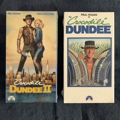 Crocodile Dundee 1 & 2 VHS 1986 and 1988 SEALED Paramount Paul Hogan - Image 1 of 4
