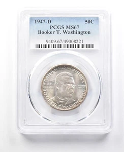 1947-D Booker T Washington Commemorative Half Dollar MS67 PCGS *3042 - Picture 1 of 3