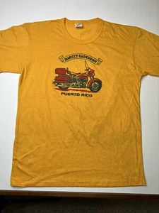 Vintage 70s 80s Harley Davidson HD of Puerto Rico Tshirt Sz XL Yellow New VTG - Picture 1 of 9