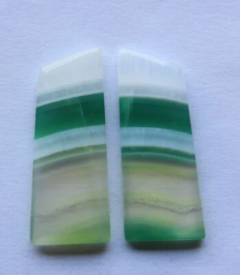 31.85 Ct Natural Banded Agate (32mm X 12.6mm each) Cabochon Loose Match Pair - Image 1 of 3