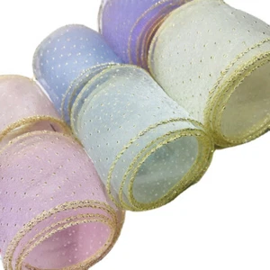 50Yards Sheer Mesh Polka Dot Trim 6cm Width Organza Bow DIY Tulle Edge Accessory - Picture 1 of 14