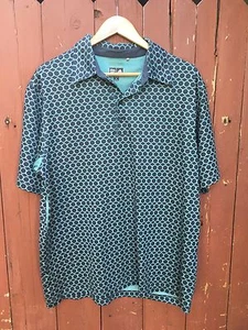Adidas Athletic golf shirt Mens Clima Cool Polo Blue Gray Circles - Picture 1 of 5