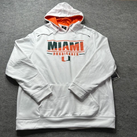 Miami Hurricanes Hoodie Sweatshirt Men 2XL XXL White Pullover Colosseum Fleece Cover