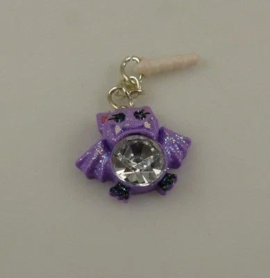 Halloween púrpura brillo murciélago bling teléfono celular encanto oreja gorra antipolvo monedero  Foto 1 de 3