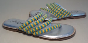 Free People Size 9 Eur 39 BEATRICE Platino Beaded Flat Sandals New Women's Shoes - Picture 1 of 22