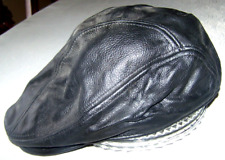 Harley Rider Vintage Black Leather Cabbie Hat Size Large - Extra Large