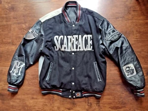 Vtg Scarface "JH Design Group" Reversible Polyester & Leather Jacket Size XL - Picture 1 of 24