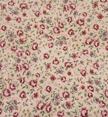 Waverly Rosy Posy Pink Roses Floral Fabric 87" L x 56"W Canvas/Duck Cloth - Image 1 of 4