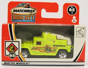 MINT MATCHBOX 65 HUMMER FIRE RESCUE IN UNOPENED HERO CITY BOX 1-75 SERIES - Picture 1 of 2
