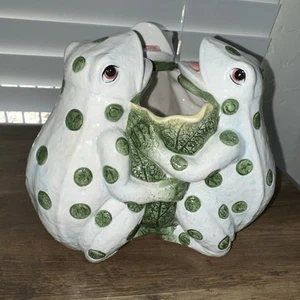Seymour Mann Polka Dot Bernini Designs Three Frog Ceramic Planter - READ - Picture 1 of 15