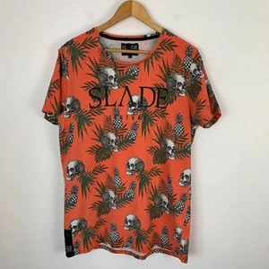 Slade Couture T-Shirt Large Orange Totenkopf Ananas Goth Hawaii Gothic Urlaub - Bild 1 von 12