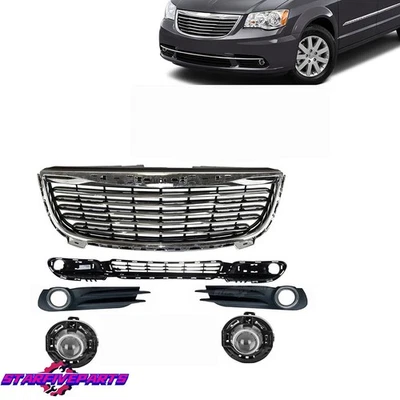 Front Grille Chrome Trim/ Fog Lamp&Cover&Ring For Chrysler Town&Country 2011-16 Foto 1 de 4