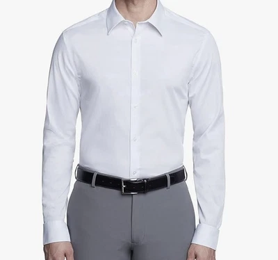 Camisa de vestir Calvin Klein para hombre talla 17,5 36/37 XLT blanca algodón calce ajustado sin planchar Foto 1 de 4