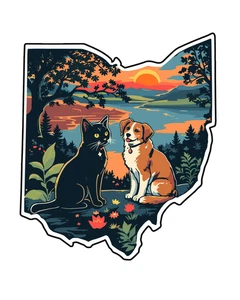Pegatina troquelada de vinilo personalizada Meme retro Cats and Dogs in Ohio #2 3,5x2,5 - Imagen 1 de 1