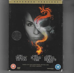 The Girl With Dragon Tattoo DVD 3 Film Box Set Rated 18 Crime Drama Mystery Used - Picture 1 of 9
