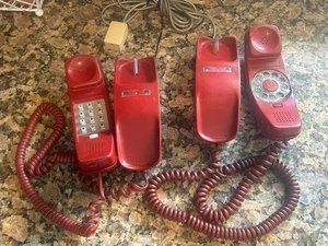vintage bell system trimline Rotary Phone & Dial Tone Button Red 70s 80s Work - Picture 1 of 18