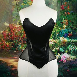 Sexy vestido negro corsé de seda sintética para mujer Fishbone - Imagen 1 de 21