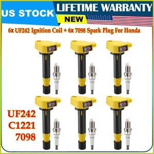 Paquete de 6 bobinas de encendido y bujías UF242 para Honda Accord Odyssey Acura CL TL - Imagen 1 de 13