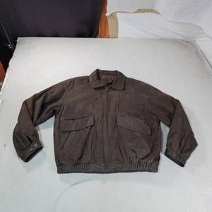 Vintage Aviator Jacket Mens Large Brown Suede Bomber Full Zip St Johns Bay Biker - Picture 1 of 7