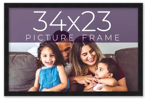 34x23 Frame Black Real Wood Picture Frame Width 0.75 inches | Interior Frame Dep - Picture 1 of 10