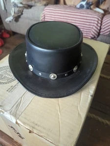 Winfield Cover Co Cappello Uomo Dapper Nero Pelle Top Medium - Foto 1 di 11