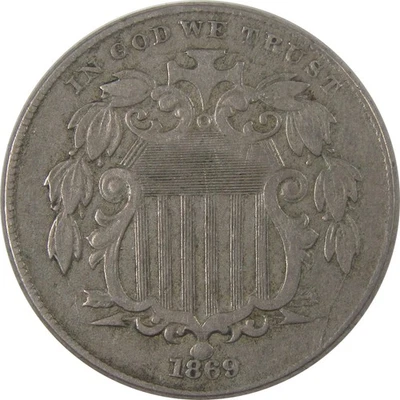1869 Shield Nickel XF EF Extremely Fine Details 5c Coin SKU:I18069 - Image 1 of 4