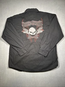 Vtg Harley Davidson Large '08 Long Sleeve Button Down Shirt Cobra Skull Back Hit - Picture 1 of 10