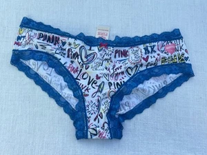 VINTAGE VICTORIA'S SECRET PINK PANTY PANTIES Love Graffiti Dog Pup L NEW - Picture 1 of 6