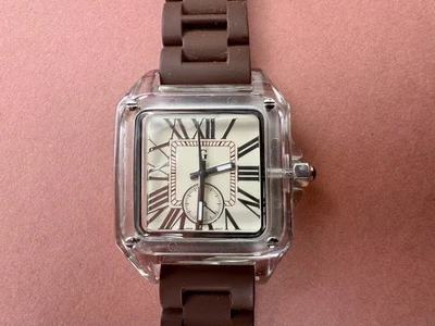 3- Chismes Reloj Unisex Nuevo Batería Esfera Cuadrada Correa Silicona Estuche Transparente Foto 1 de 4