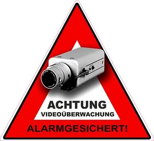 Videoüberwachung Kameraüberwachung Alarmgesichert Aufkleber - Bild 1 von 1