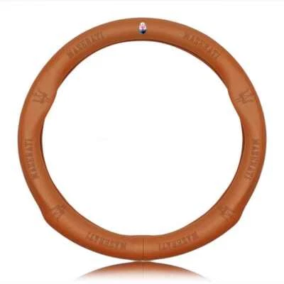 38CM Brown Genuine Leather Pinhole Car Steering Wheel Cover For Maserati Ghibli Foto 1 de 2