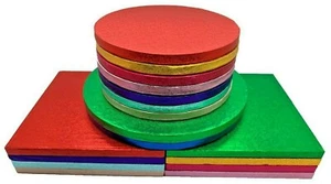 Single Colourful Cake Board Round / Square Party Thick Drum 12mm Strong Boards - Picture 1 of 15