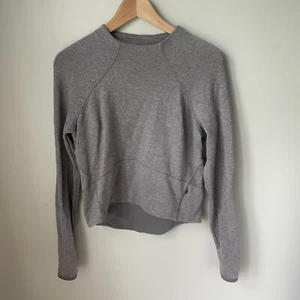 LULULEMON Hill And Valley Mock Neck Cropped Pullover Top Gray Womens Size 8 - Picture 1 of 8