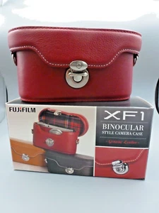 FUJIFILM "Binocular Style" CASE/CROSS-BODY Case for XF1 Red Leather Plaid 99 - Picture 1 of 6