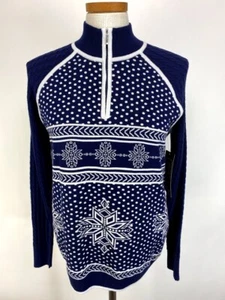 Nils Damen Ingrid Schneeflocke Ski Pullover marineblau/weiß neu mit Etikett $ 185 Größe Large - Bild 1 von 8