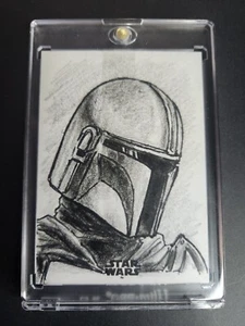 2022 TOPPS FINEST STAR WARS THE MANDALORIAN SKETCH 1/1 by Allen Grimes - Picture 1 of 2