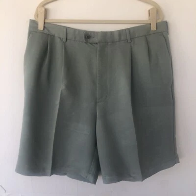 Pantalones Cortos PING Para Hombre Plisados Frontales Verde Salvia Talla 38 Foto 1 de 4